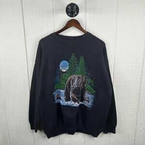Vintage 90’s Brown Bear River Nature Graphic Crewneck Size X-Large